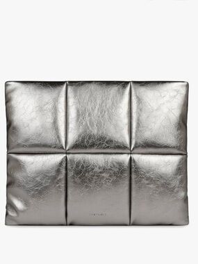 Comfyable Silver Pewter Puffy Water Resistant Laptop Tablet Case Padded Sleeve